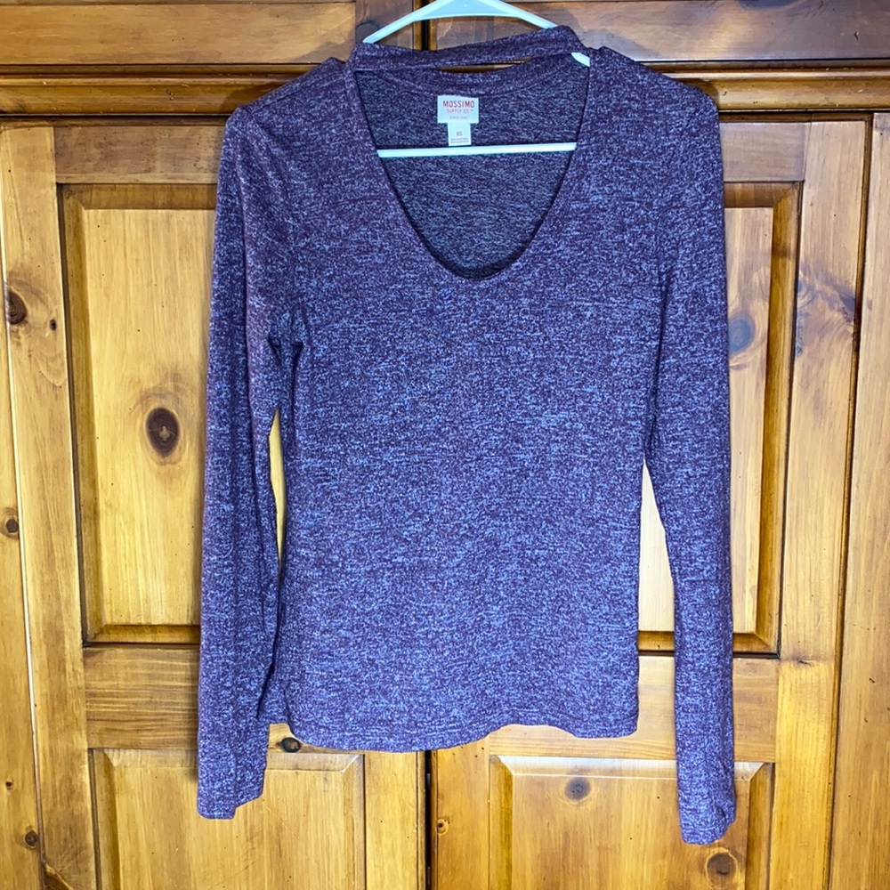 Mossimo Choker Style Purple Long Sleeve Shirt